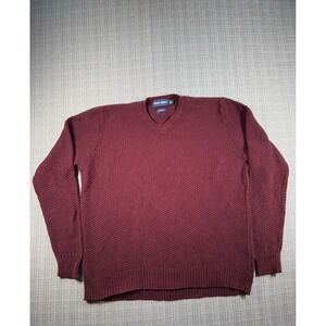 Polo Ralph Lauren Golf Sweater Mens L Maroon Cotton Waffle Knit V Neck Warm Wear